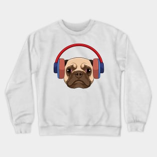 Dog at Music with Headphone Crewneck Sweatshirt